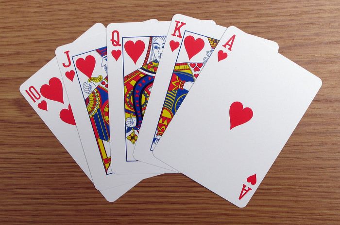 vijf harten kaarten spelkaart